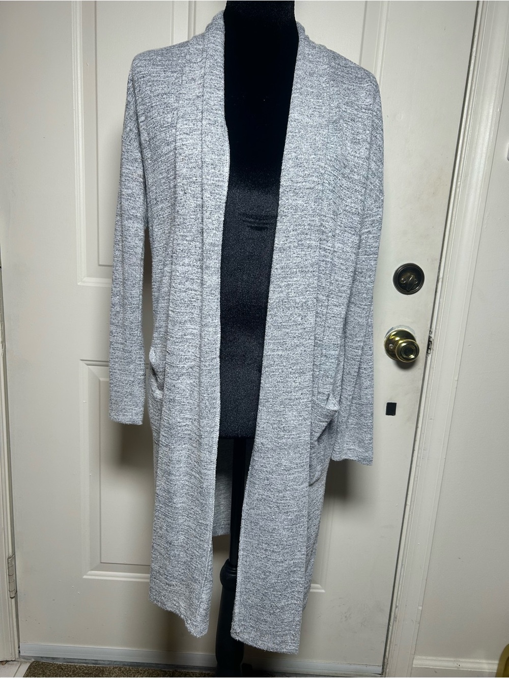 Banana Republic Heather Gray Open-Front Long Cardigan